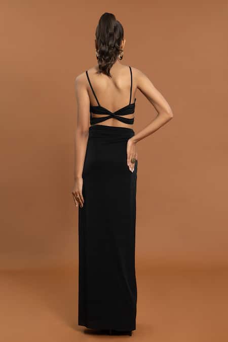 Shop Aurouss Black Jersey, Tulle Sequins, Beads Thread Embroidered Sheer Cape Skirt Set at Aza Fashions Shop_Aurouss_Black Jersey, Tulle Sequins, Beads Thread Embroidered Sheer Cape Skirt Set _at_Aza_Fashions