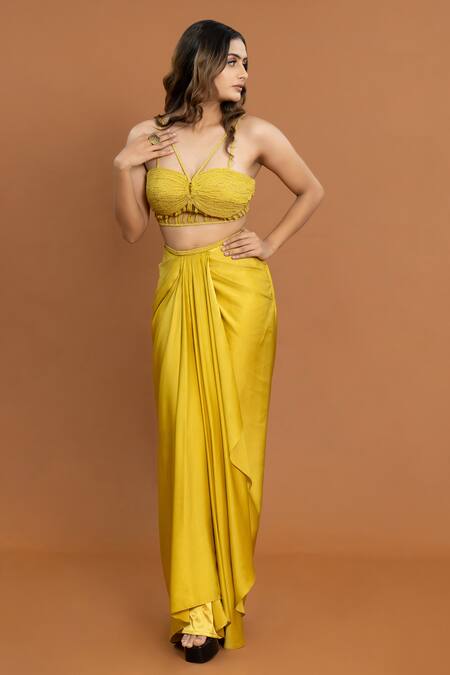 Buy Aurouss Yellow Satin, Net, Polka Dot Pattern Cape And Draped Skirt Set Online at Aza Fashions Buy_Aurouss_Yellow Satin, Net, Polka Dot Pattern Cape And Draped Skirt Set _Online_at_Aza_Fashions
