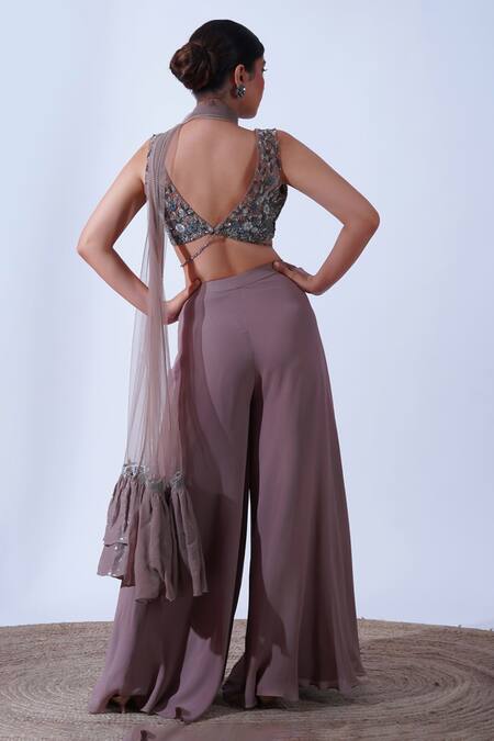 Aurouss Sahiba Astral Sequin Embroidered Blouse Palazzo Set 