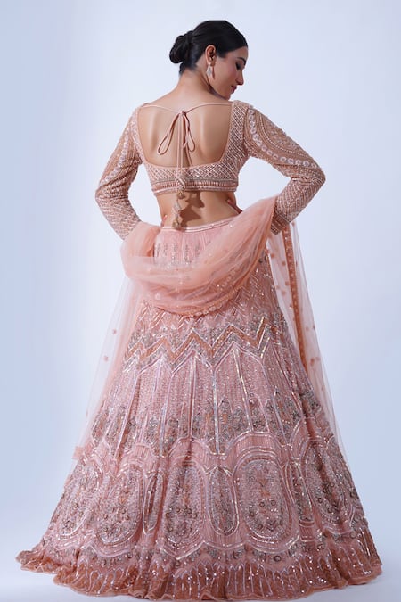 Aurouss Rumi French Fleur Embroidered Bridal Lehenga Set 