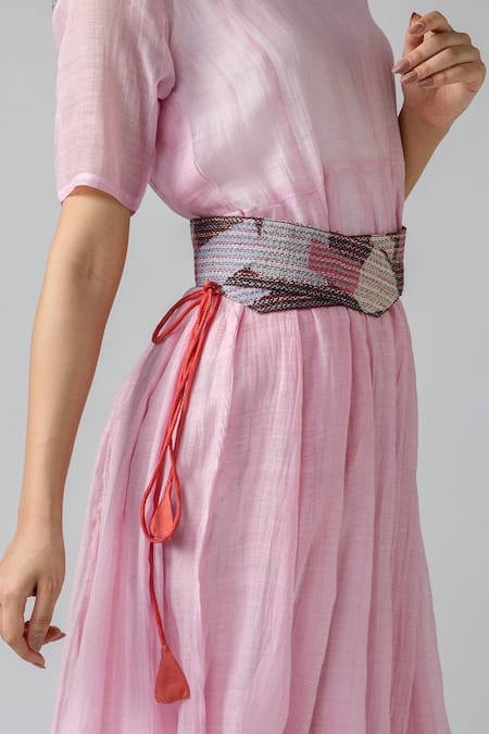 Shop Bihart Pink , Satin, Silk Round Neck Solid Anarkali Trouser Set Online at Aza Fashions Shop_Bihart_Pink , Satin, Silk Round Neck Solid Anarkali Trouser Set _Online_at_Aza_Fashions