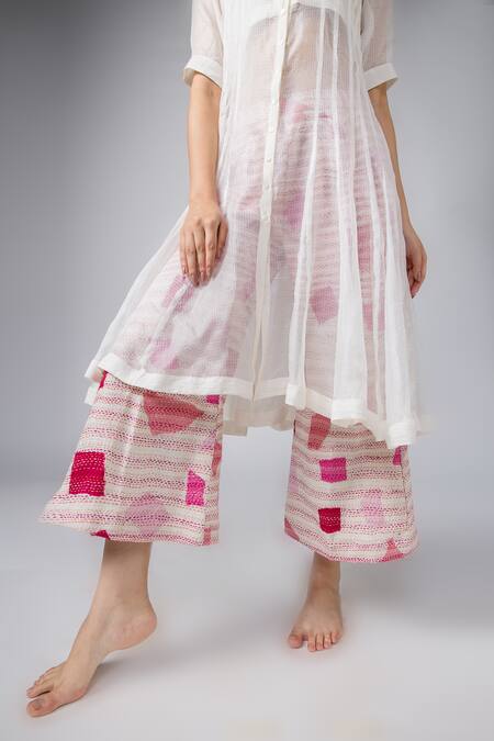 Buy Bihart Off White Kota Doria, Cotton, Silk, Sheer Anarkali Set With Threadwork Trouser Online at Aza Fashions Buy_Bihart_Off White Kota Doria, Cotton, Silk, Sheer Anarkali Set With Threadwork Trouser _Online_at_Aza_Fashions