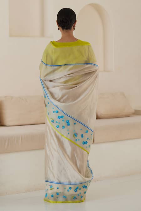 Shop Surmaye Beige Silk Embroidery Lasting Vignettes Jamdani Saree at Aza Fashions Shop_Surmaye_Beige Silk Embroidery Lasting Vignettes Jamdani Saree _at_Aza_Fashions