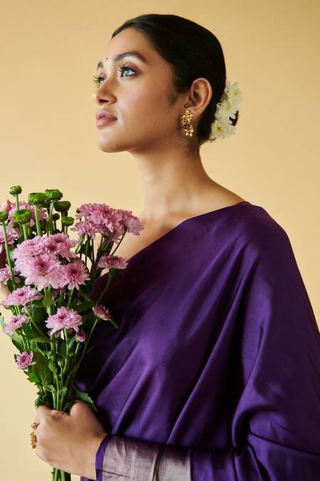 Shop_Surmaye_Purple Handwoven Confluence Bordered Saree_Online_at_Aza_Fashions