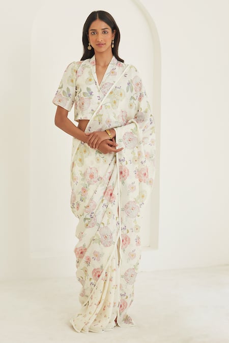 Surmaye Harmony Botanical Print Saree 