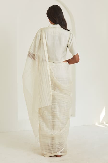 Surmaye Serenity Handwoven Stripe Pattern Saree 