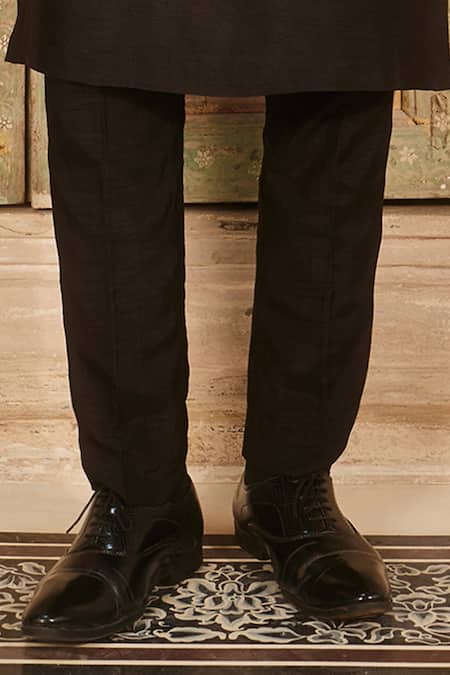 Diyarajvvir Black Denim Cut Work Tribal Mandala Thread Embroidered Kurta With Pant Online at Aza Fashions Diyarajvvir_Black Denim Cut Work Tribal Mandala Thread Embroidered Kurta With Pant _Online_at_Aza_Fashions