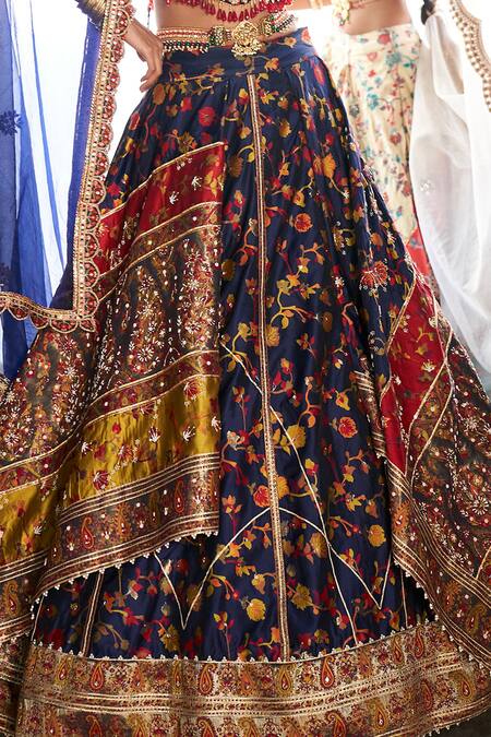 Buy Aditi Gupta Blue Kota Doria, Silk, Tissue Sequins, Kani Floral Woven Bridal Lehenga Set Online at Aza Fashions Buy_Aditi Gupta_Blue Kota Doria, Silk, Tissue Sequins, Kani Floral Woven Bridal Lehenga Set _Online_at_Aza_Fashions