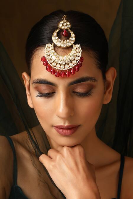 Swabhimann_Red Polki Embellished Passa _Online_at_Aza_Fashions