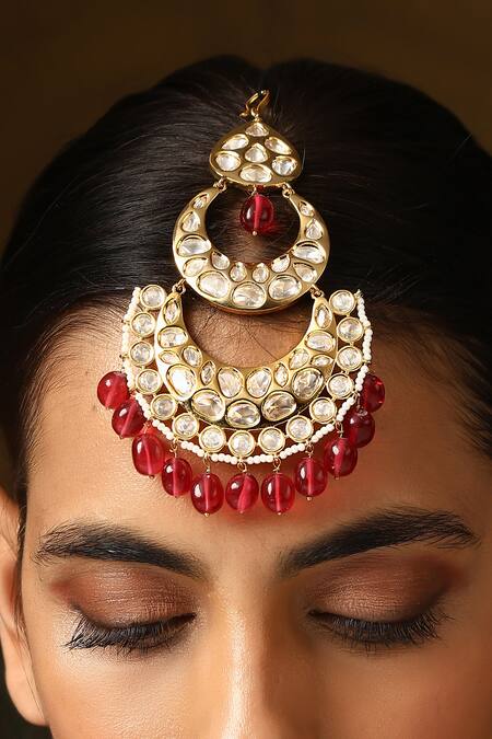 Buy_Swabhimann_Red Polki Embellished Passa _Online_at_Aza_Fashions