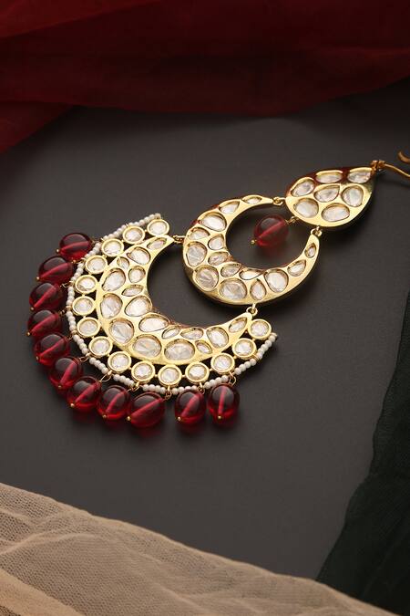 Shop_Swabhimann_Red Polki Embellished Passa _Online_at_Aza_Fashions