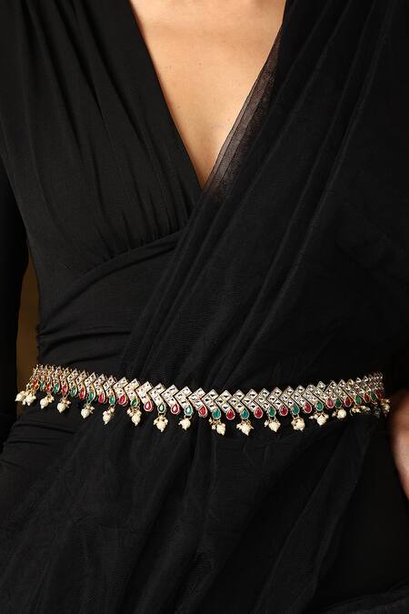 Buy_Swabhimann_Multi Color Kundan Embellished Waist Belt_Online_at_Aza_Fashions