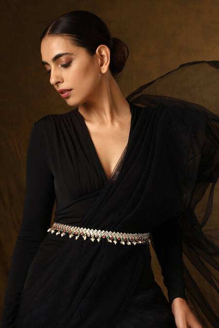 Shop_Swabhimann_Multi Color Kundan Embellished Waist Belt_Online_at_Aza_Fashions