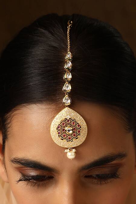 Buy_Swabhimann_Multi Color Kundan Embellished Floral Maangtikka_Online_at_Aza_Fashions