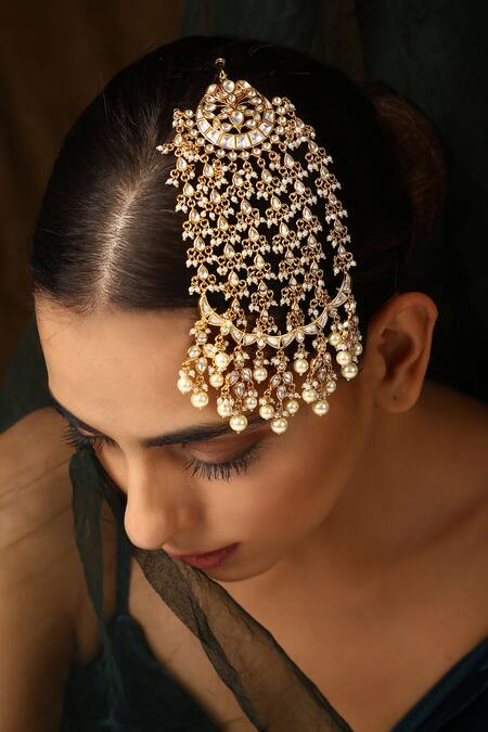 Buy_Swabhimann_Gold Plated Polki Embellished Passa _Online_at_Aza_Fashions