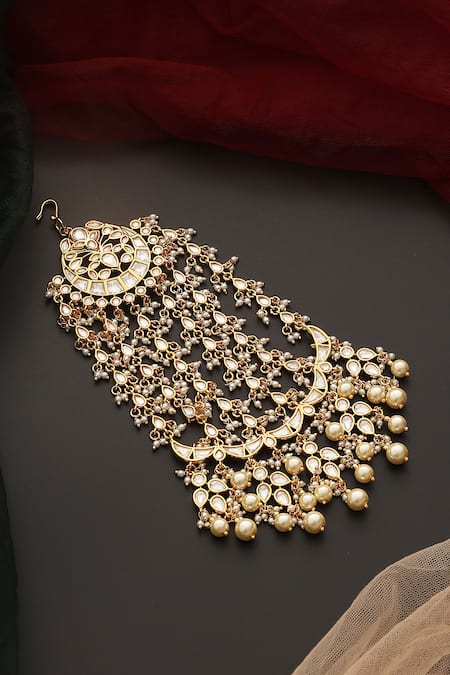 Shop_Swabhimann_Gold Plated Polki Embellished Passa _at_Aza_Fashions