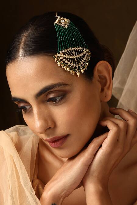 Buy_Swabhimann_Green Polki Embellished Passa_Online_at_Aza_Fashions