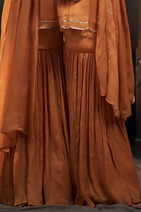 Buy Hirika & Dhruti Yellow Chiffon Embroidery Round Neck Flower Peplum Kurta Sharara Set Online at Aza Fashions Buy_Hirika & Dhruti_Yellow Chiffon Embroidery Round Neck Flower Peplum Kurta Sharara Set _Online_at_Aza_Fashions