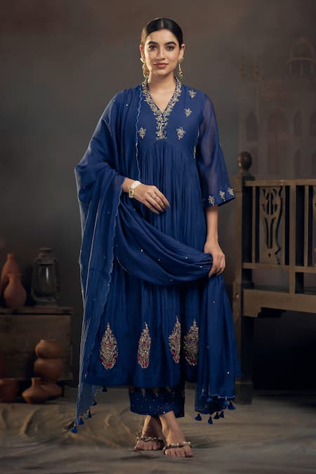 Hirika & Dhruti Floral Marodi Embroidered Anarkali Set 