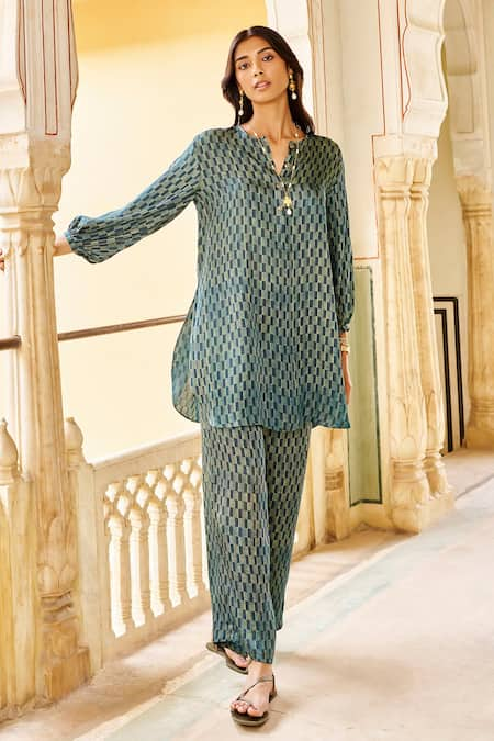 Grassroot By Anita Dongre Mangrove Hand Block Print Tunic & Pant Set 