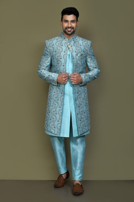 Aryavir Malhotra Vine Bloom Layered Sherwani With Aligadhi Pant 