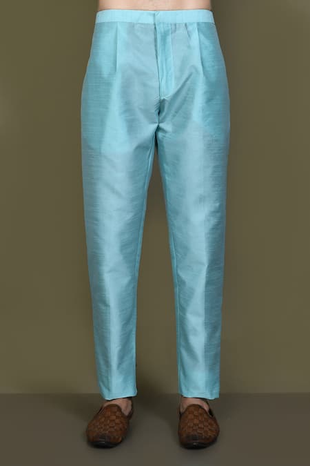 Arihant Rai Sinha_Blue Jacquard, Silk Sequins Vine Bloom Layered Sherwani With Aligadhi Pant _Online_at_Aza_Fashions