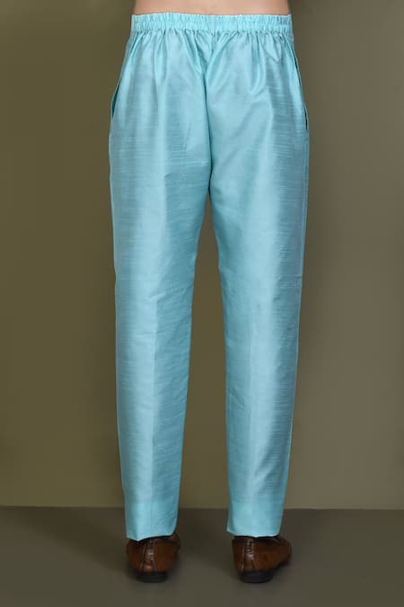 Buy_Arihant Rai Sinha_Blue Jacquard, Silk Sequins Vine Bloom Layered Sherwani With Aligadhi Pant _Online_at_Aza_Fashions