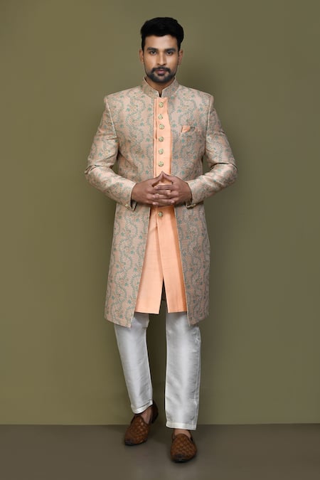 Aryavir Malhotra Ivy Vine Layered Sherwani With Aligadhi Pant 