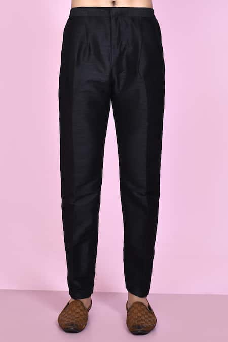 Arihant Rai Sinha_Black Jacquard, Silk, Faux Vintage Baroque Layered Sherwani With Aligadhi Pant _Online_at_Aza_Fashions