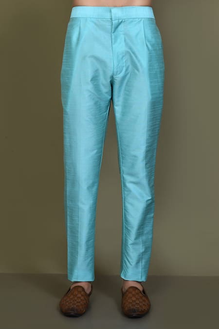 Arihant Rai Sinha_Blue Jacquard, Silk Embroidery Padma Garden Layered Sherwani With Aligadhi Pant _Online_at_Aza_Fashions