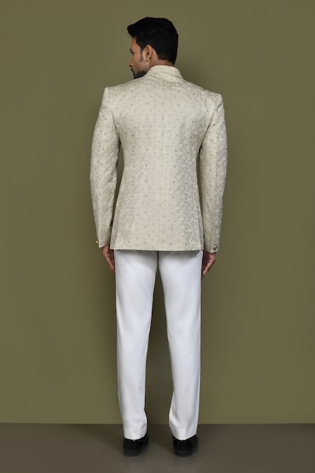 Arihant Rai Sinha_Green Embroidery Thread Bandhgala _Online_at_Aza_Fashions