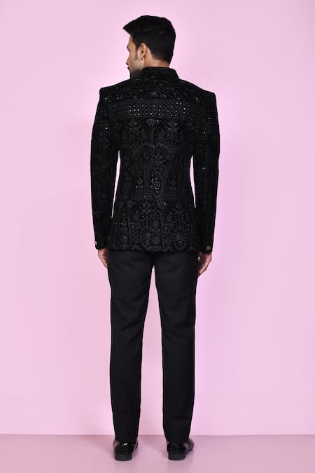 Arihant Rai Sinha Velvet Thread Embroidered Bandhgala 