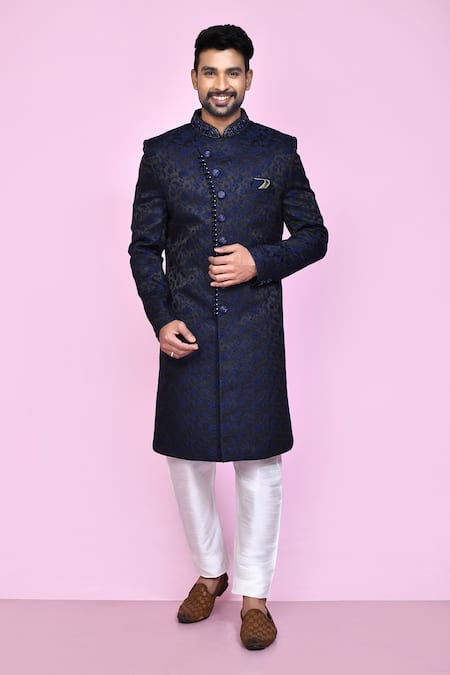 Aryavir Malhotra Midnight Garden Sherwani With Aligadhi Pant 