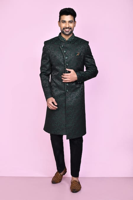 Aryavir Malhotra Musk Flora Sherwani With Aligadhi Pant 