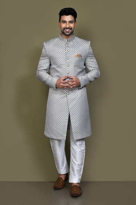 Aryavir Malhotra Sheesh Mahal Pattern Sherwani With Aligadhi Pant 