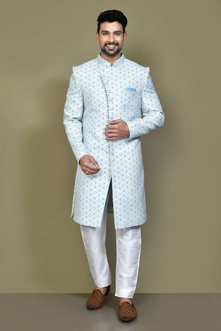 Aryavir Malhotra Geometric Woven Sherwani Set 