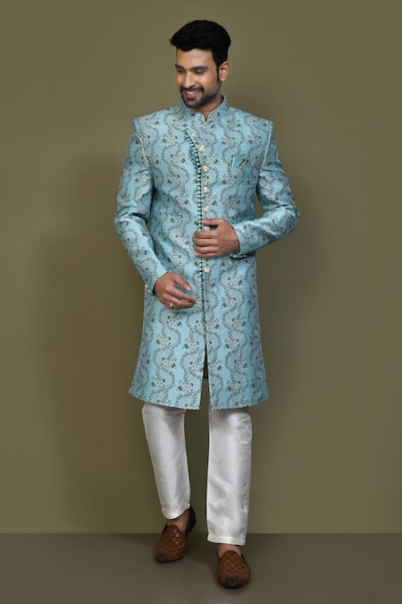 Aryavir Malhotra Leaf Woven Sherwani Set 