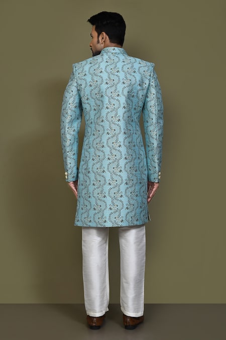 Arihant Rai Sinha Leaf Woven Sherwani Set 