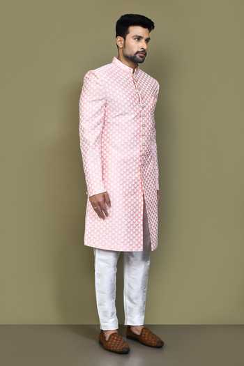 Buy_Arihant Rai Sinha_Blue Silk Embroidery Floral Sherwani Set 