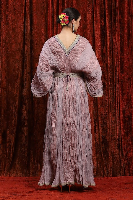 Shikhar Sharma Textured Stripe Embroidered Kaftan 