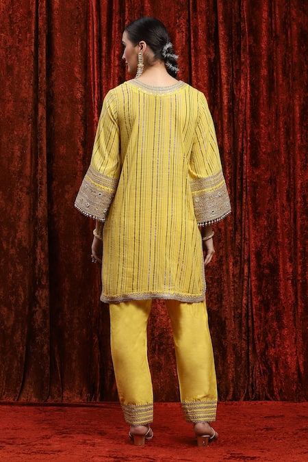 Shikhar Sharma Gota Mirrorwork Embroidered Kurta Pant Set 