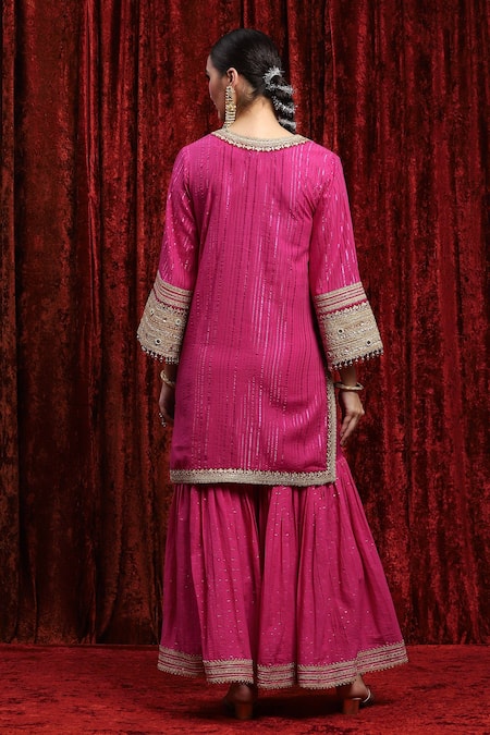 Shikhar Sharma Gota Embroidered Kurta Dot Pattern Sharara Set 