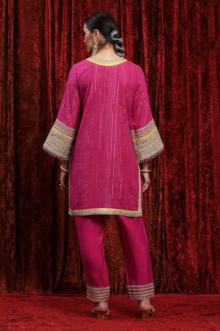 Shikhar Sharma Dori Embroidered Kurta Set With Silk Chanderi Pant 