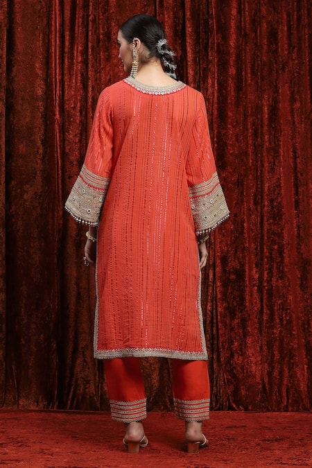 Shikhar Sharma Gota Mirrorwork Embroidered Kurta Pant Set 