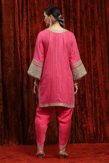 Shikhar Sharma Gota Embroidered Bodice Kurta Tulip Pant Set 