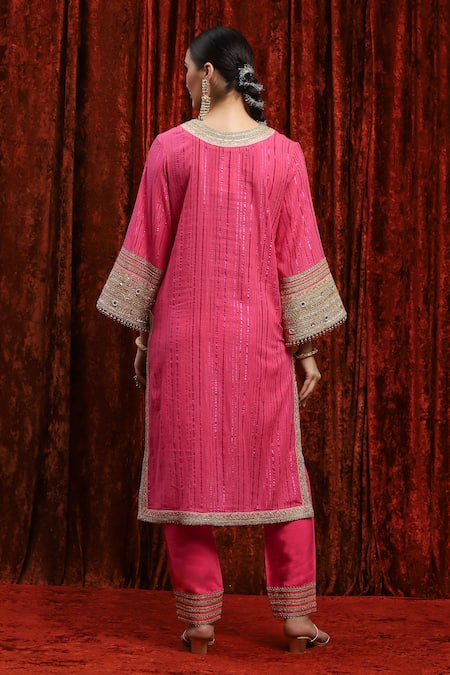 Shikhar Sharma Gota Embroidered Bodice Straight Kurta Pant Set 