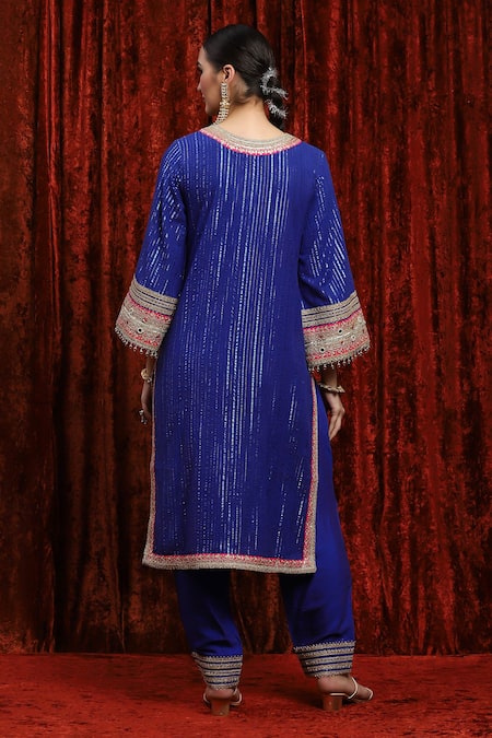 Shikhar Sharma Geometric Gota Embroidered Bodice Kurta Pant Set 