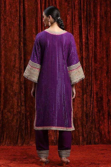 Shikhar Sharma Gota Embroidered Placket Kurta Pant Set 