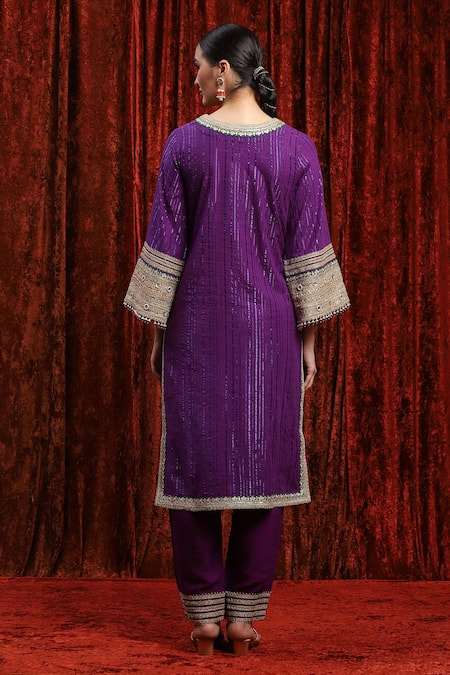 Shikhar Sharma Gota Embroidered Placket Straight Kurta Pant Set 
