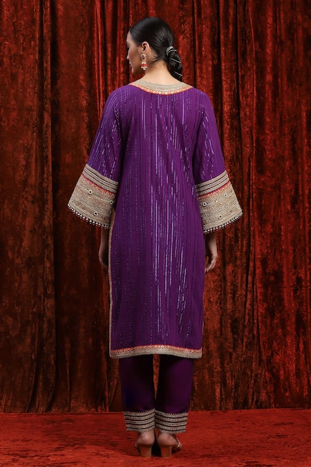 Shikhar Sharma Gota & Dori Embroidered Kurta Pant Set 